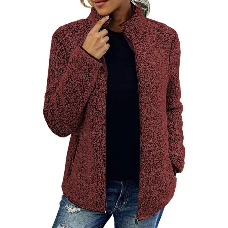 Women's Zip Up Jacket Long Sleeve Women's Outerwear Brown S - DailySale