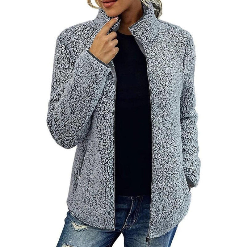 Women's Zip Up Jacket Long Sleeve Women's Outerwear Gray S - DailySale