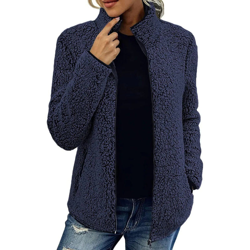 Women's Zip Up Jacket Long Sleeve Women's Outerwear Navy Blue S - DailySale
