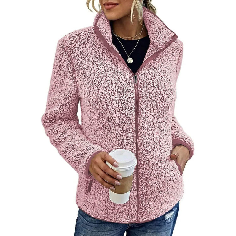 Women's Zip Up Jacket Long Sleeve Women's Outerwear Pink S - DailySale
