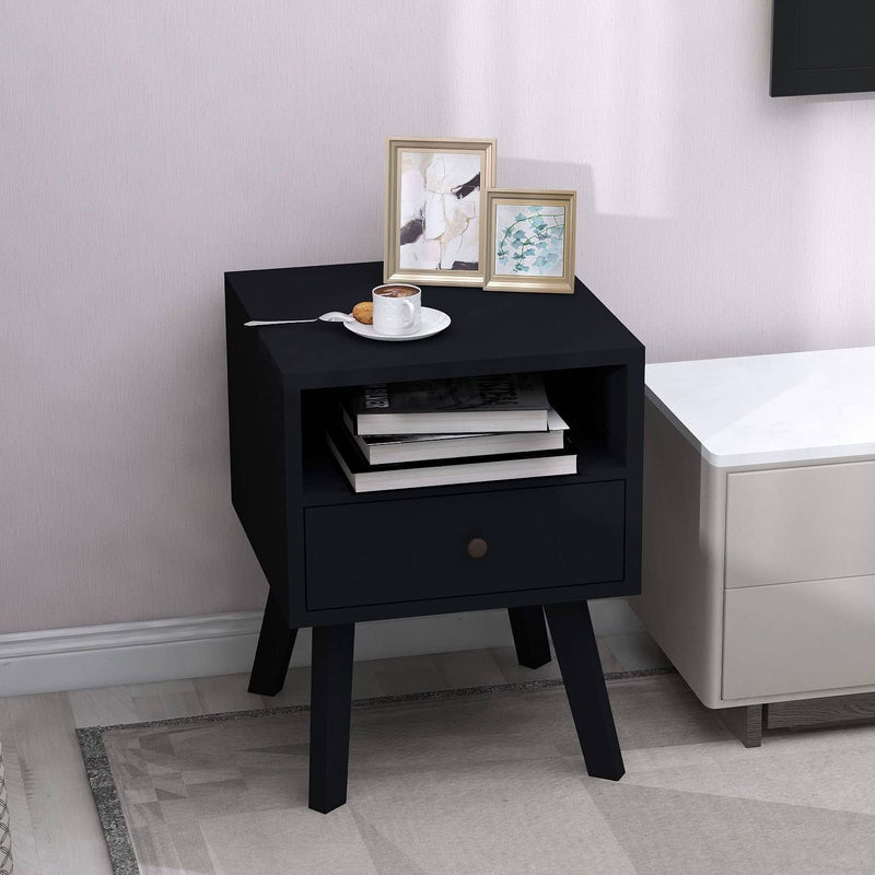Wood Nightstand with Drawer