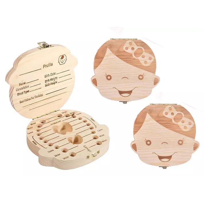 Wooden Storage Keepsake Box For Baby Teeth Baby 2-Pack-Girl - DailySale