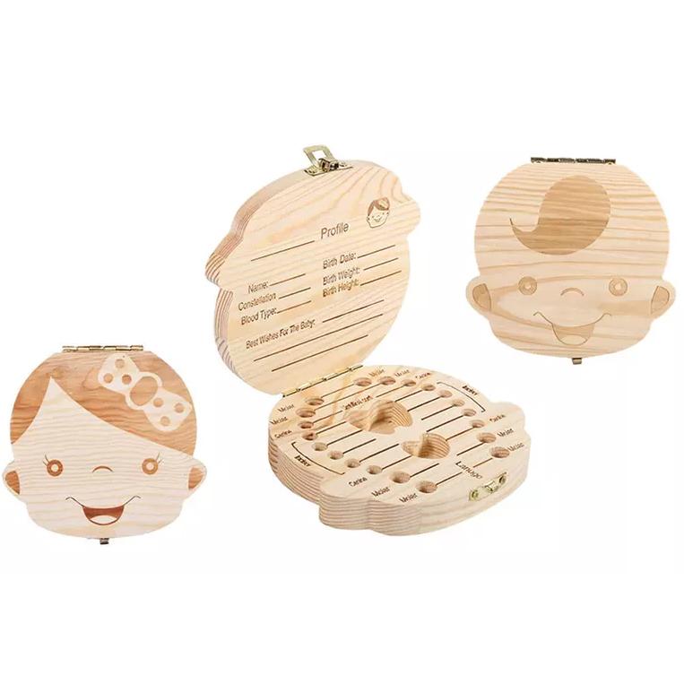 Wooden Storage Keepsake Box For Baby Teeth Baby Boy+Girl - DailySale