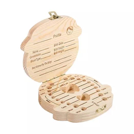Wooden Storage Keepsake Box For Baby Teeth Baby - DailySale