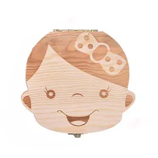Wooden Storage Keepsake Box For Baby Teeth Baby Girl - DailySale
