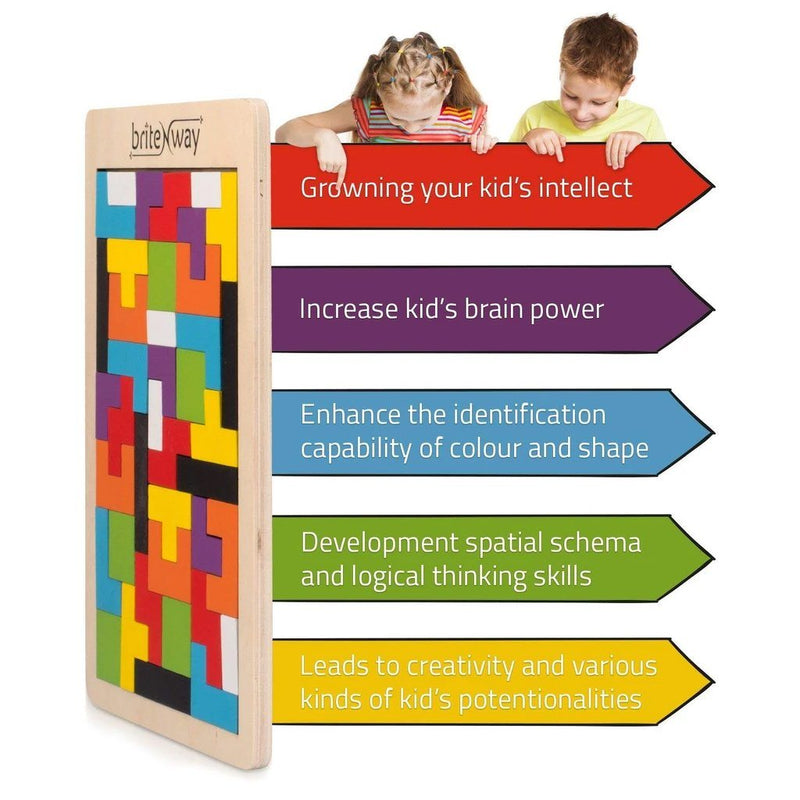 Wooden Tetris Puzzle Toy For Toddlers And Preschoolers Toys & Games - DailySale