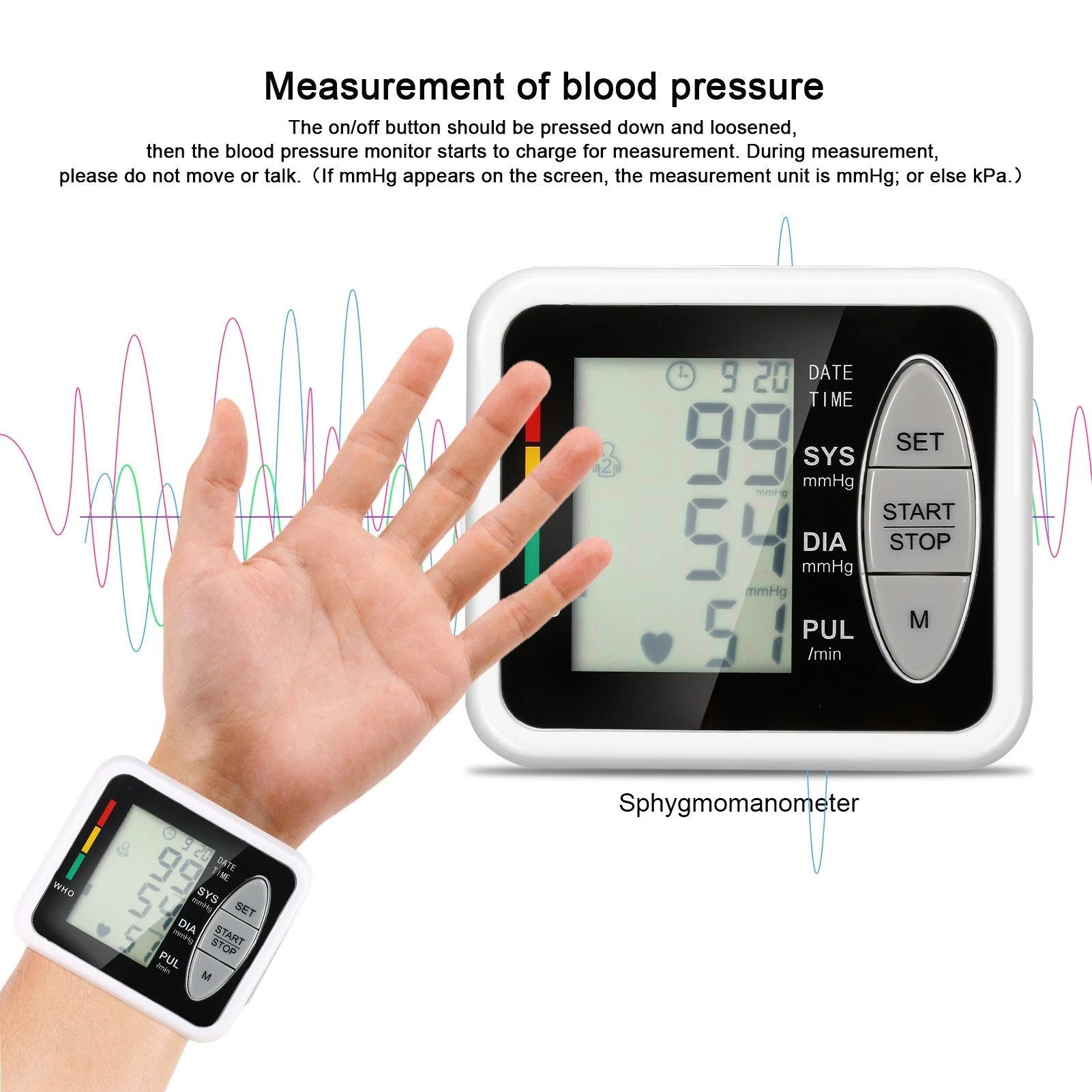 Wrist Electronic Sphygmomanometer Intelligent Electronic Blood Pressure Monitor Wellness - DailySale