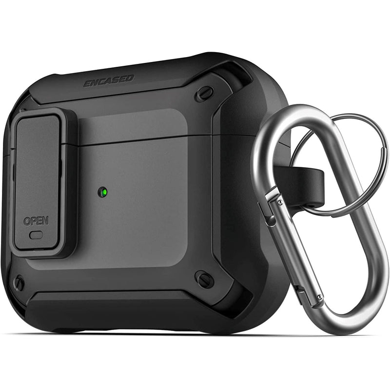 X-Armor for Airpods 3rd Generation Case with Locking Lid | Protective Carrying Pod with Carabiner Keychain (Airpods Gen 3) Audio Accessories Black - DailySale