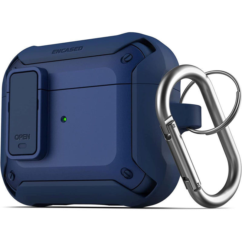 X-Armor for Airpods 3rd Generation Case with Locking Lid | Protective Carrying Pod with Carabiner Keychain (Airpods Gen 3) Audio Accessories Blue - DailySale