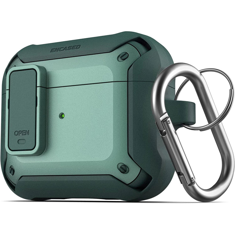 X-Armor for Airpods 3rd Generation Case with Locking Lid | Protective Carrying Pod with Carabiner Keychain (Airpods Gen 3) Audio Accessories Green - DailySale