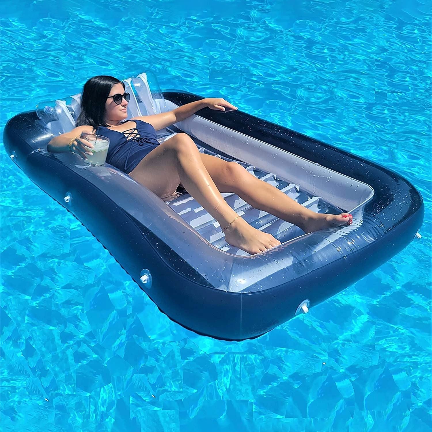 XL Floating Pool Bed, Inflatable Water Lounger Raft Sports & Outdoors - DailySale