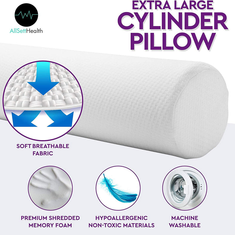 XXL Round Cervical Roll Cylinder Bolster Body Pillow with Removable Washable Cover Bedding - DailySale
