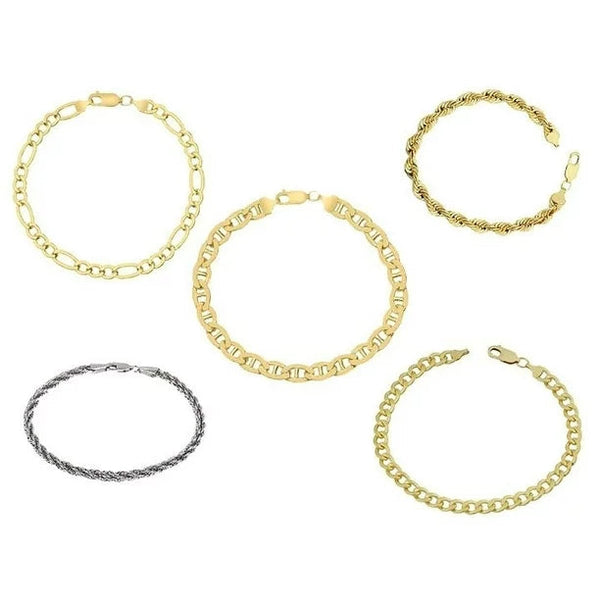Yellow Gold Cuban, Mariner, Figaro, or Rope Bracelet Gold Filled High Polish Finish Bracelets - DailySale