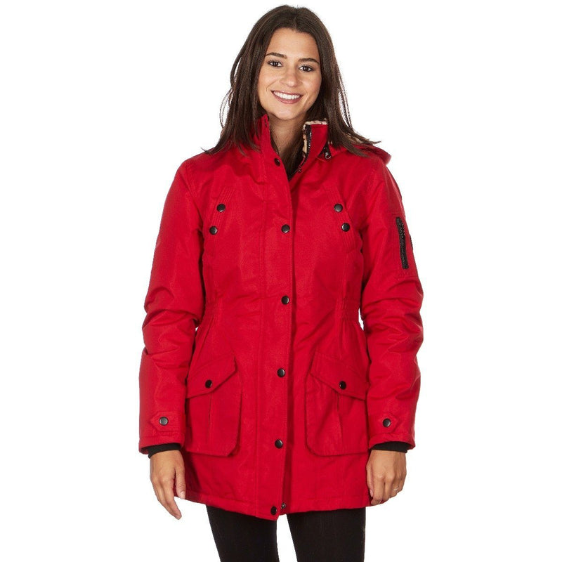 Yoki Women's Long Heavy Weight Coat with Leopard Sherpa Lining and Hood Women's Apparel S Red - DailySale
