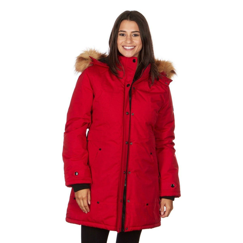 Yoki Women's Mid Length Hooded Puffy Coat Women's Apparel S Red - DailySale