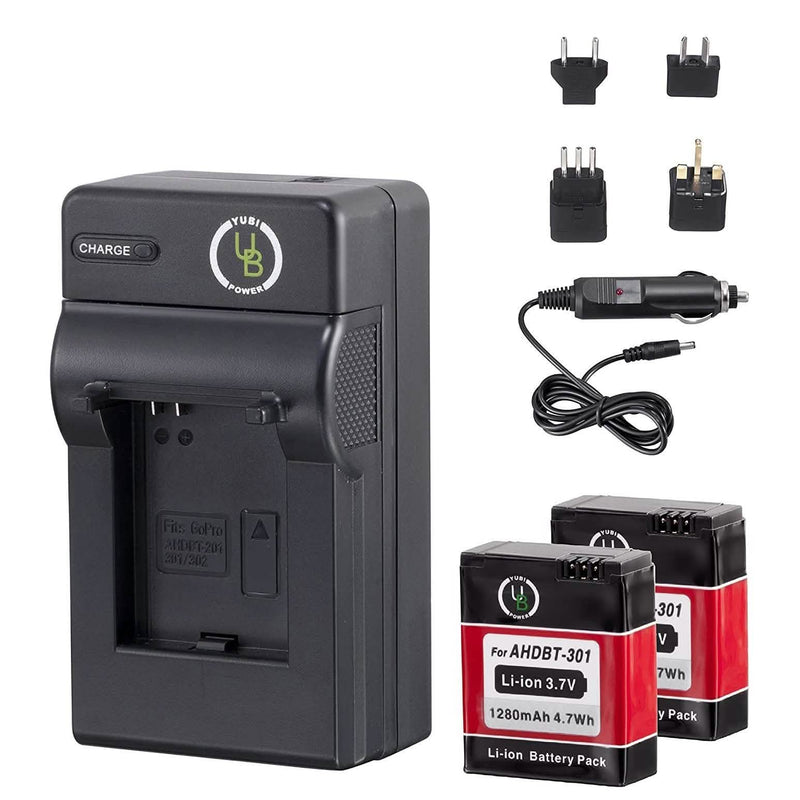 Yubi Power 2 Batteries Kit for GoPro 1280 mAh and Travel Charger Kits Gadgets & Accessories - DailySale