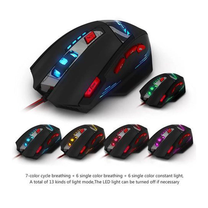 Zelotes 8000 DPI 8 Button USB LED Light Optical Wired Gaming Mouse Computer Accessories - DailySale