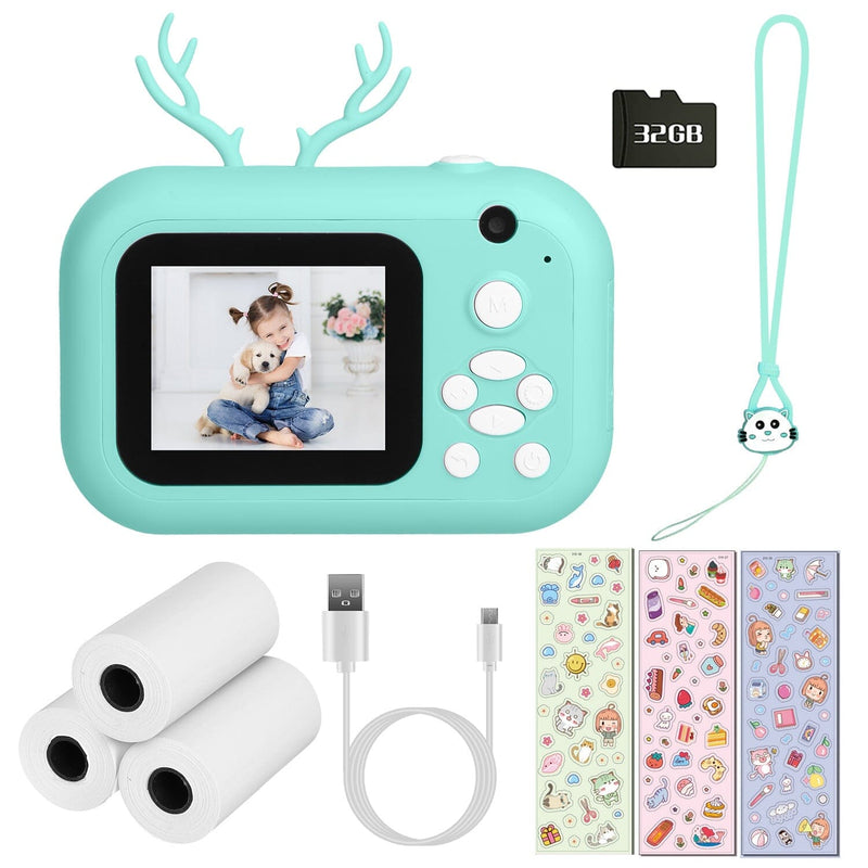 Zero Ink Selfie Camera 1080P HD Video Recorder with Dual Lens 3 Roll Print Papers