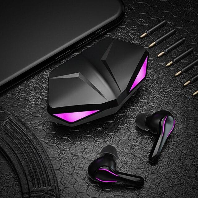 Zime Winner Gaming Headphones 65ms Low Latency TWS Bluetooth Earphone With Mic Bass Audio Sound Positioning Headphones & Audio Purple - DailySale
