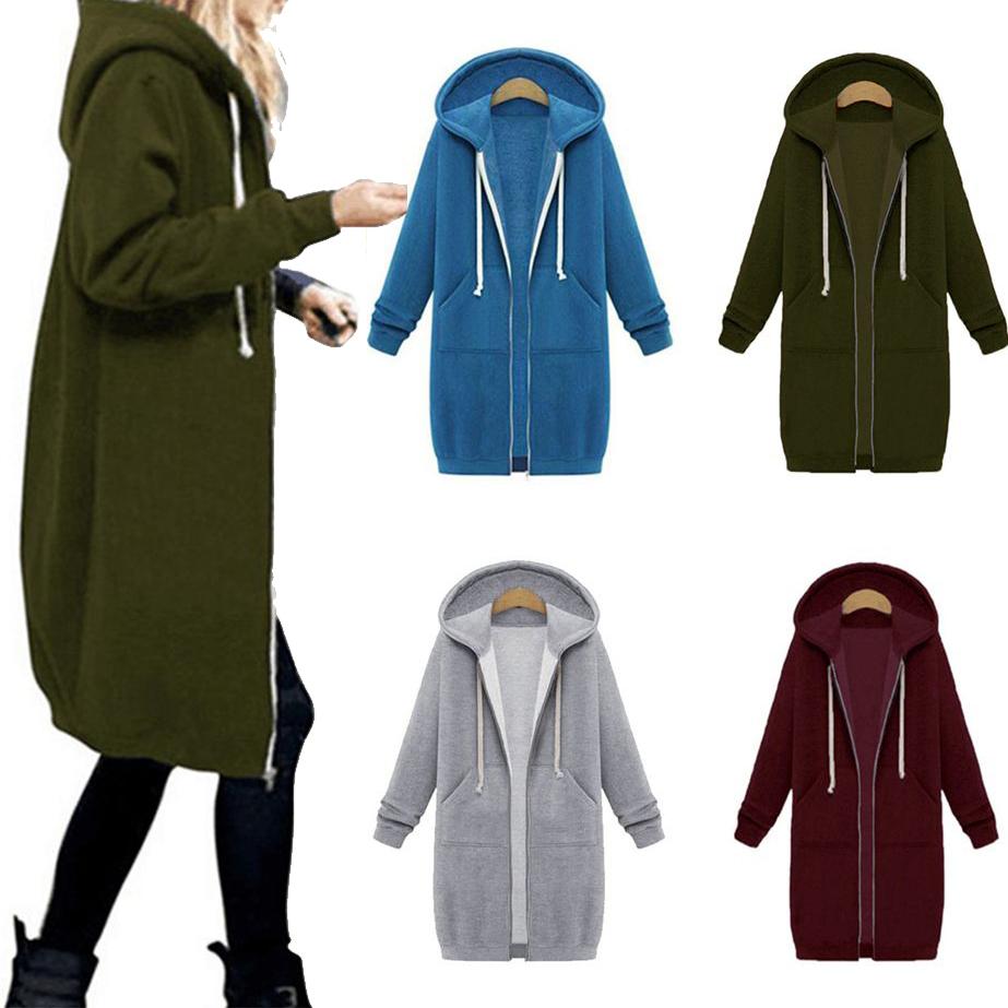 Zipper Front Pocket Drawstring Hoodie Women's Clothing - DailySale