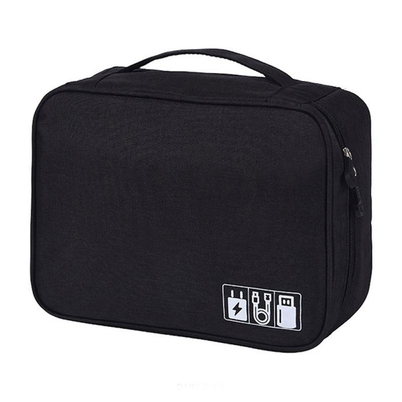 Zippered Cable Compartment Bag for Electronics Storage Gadgets & Accessories Black - DailySale