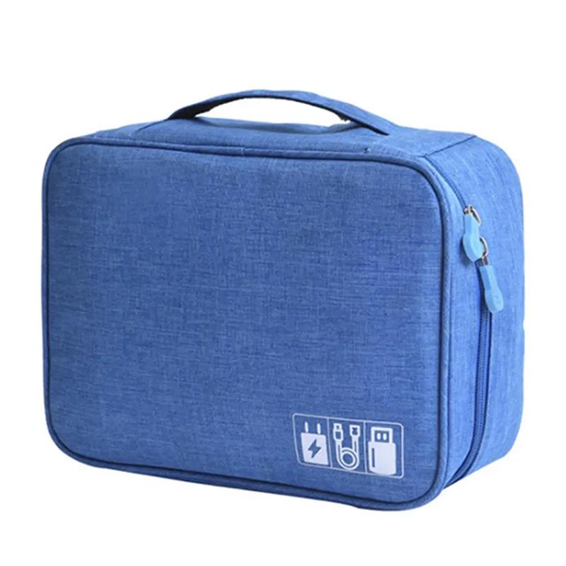 Zippered Cable Compartment Bag for Electronics Storage Gadgets & Accessories Blue - DailySale