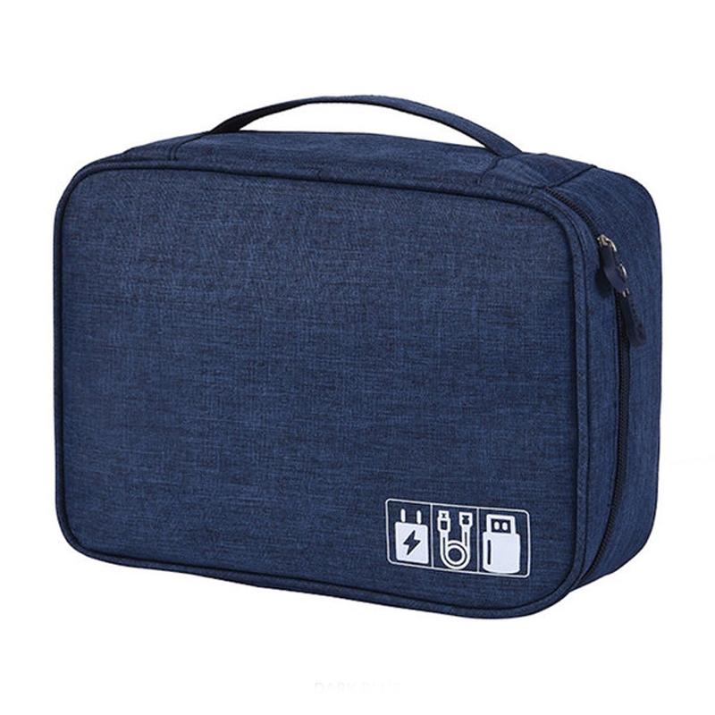 Zippered Cable Compartment Bag for Electronics Storage Gadgets & Accessories Dark Blue - DailySale