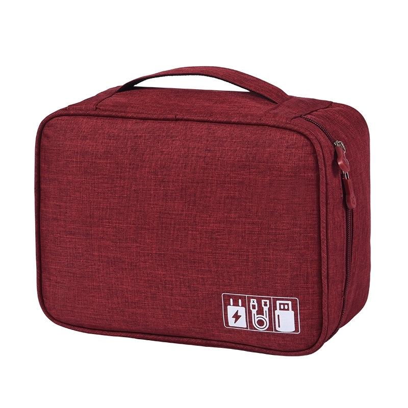 Zippered Cable Compartment Bag for Electronics Storage Gadgets & Accessories Wine - DailySale